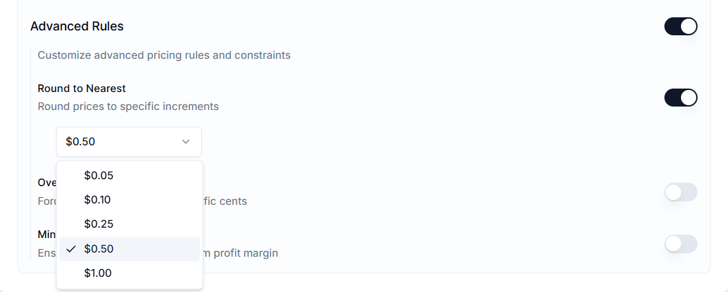 Screenshot of Price Rules-Round to Nearest