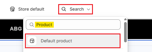 Screenshot of Shopify Admin Theme Editor-Go to the Product Page