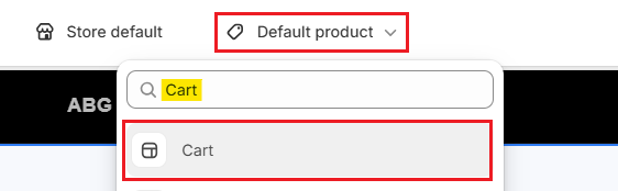 Screenshot of Shopify Admin Theme Editor-Go to the Cart Page