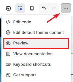 Screenshot of Shopify Admin Theme Editor-Preview Duplicate Theme