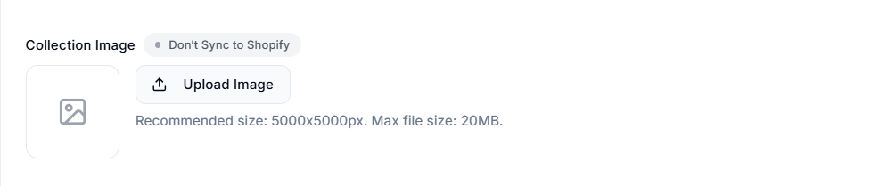Screenshot of Smart Collections Builder Collection Creation Page-Uploading Collection Image