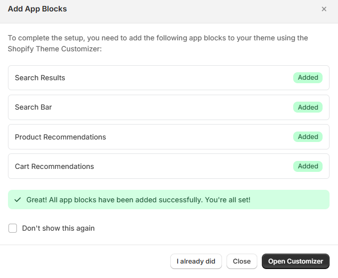 Screenshot of Surge Dashboard App Blocks