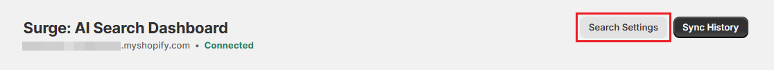 Screenshot of Surge Dashboard Search Settings