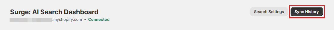 Screenshot of Surge Dashboard Sync History