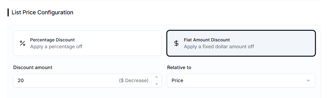 Screenshot of Price Rules Discount Calculation Method-Fixed Amount