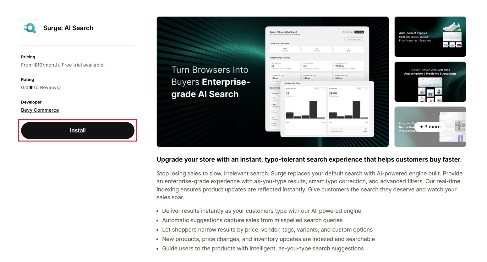Screenshot of Surge on Shopify App Store