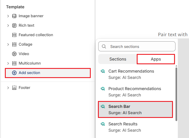 Screenshot of Shopify Theme Editor-Add App Blocks