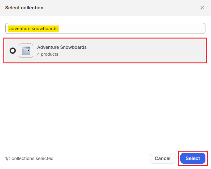 Screenshot of Smart Collections Builder Collection Migration Page-Searching Collection