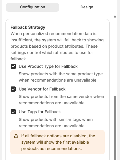 Screenshot of Surge Cart Recommendation Customization Tab-Configuration