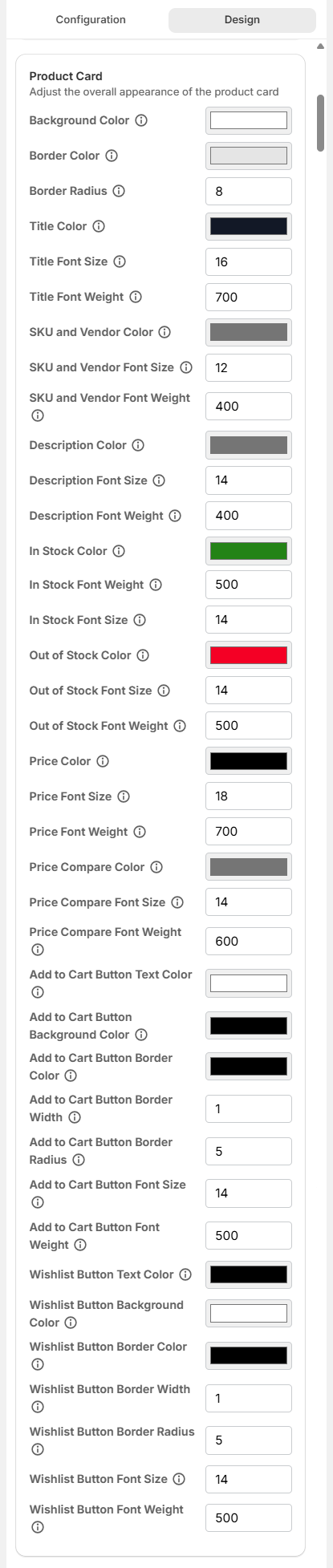 Screenshot of Surge Cart Recommendation Customization Tab-Design
