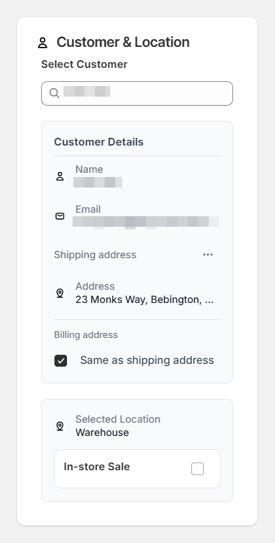 Screenshot of OrderPilot Create Quote-Configure Customer, Location, and Pickup
