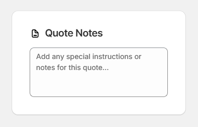 Screenshot of OrderPilot Create Quote-Add Quote Notes