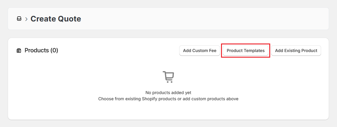 Screenshot of OrderPilot Create Quote-Click Product Templates