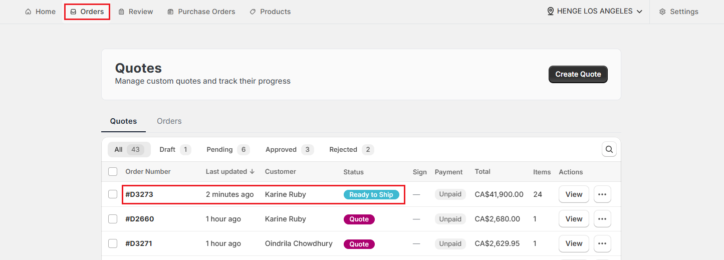 Screenshot of OrderPilot Orders Tab-Find Ready to Ship Orders