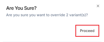 Screenshot of Price Rules Conflict Detection-Override Confirmation Modal