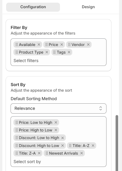 Screenshot of Surge Search Result Customization Tab-Configuration