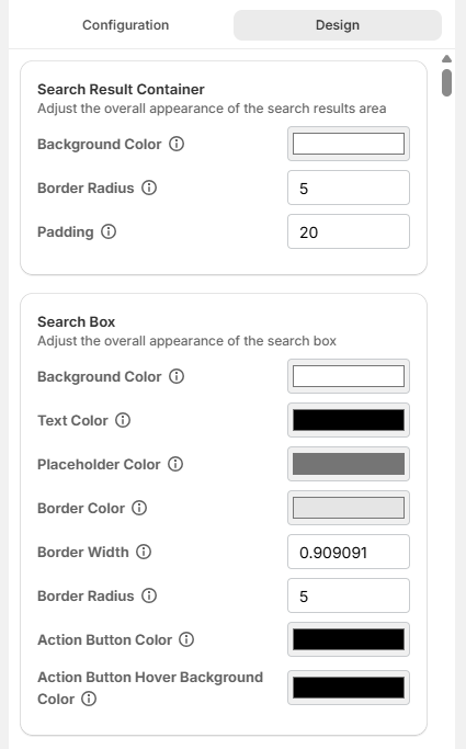 Screenshot of Surge Search Result Customization Tab-Design