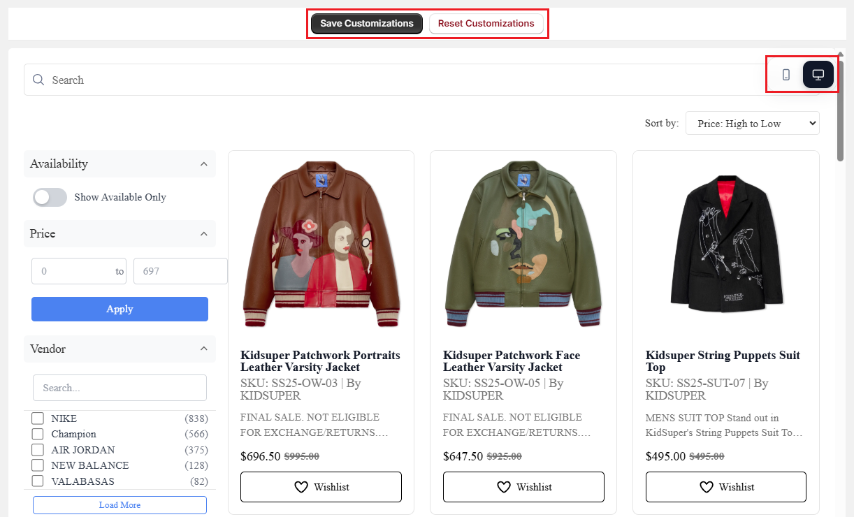 Screenshot of Surge Search Result Customization Tab-Design