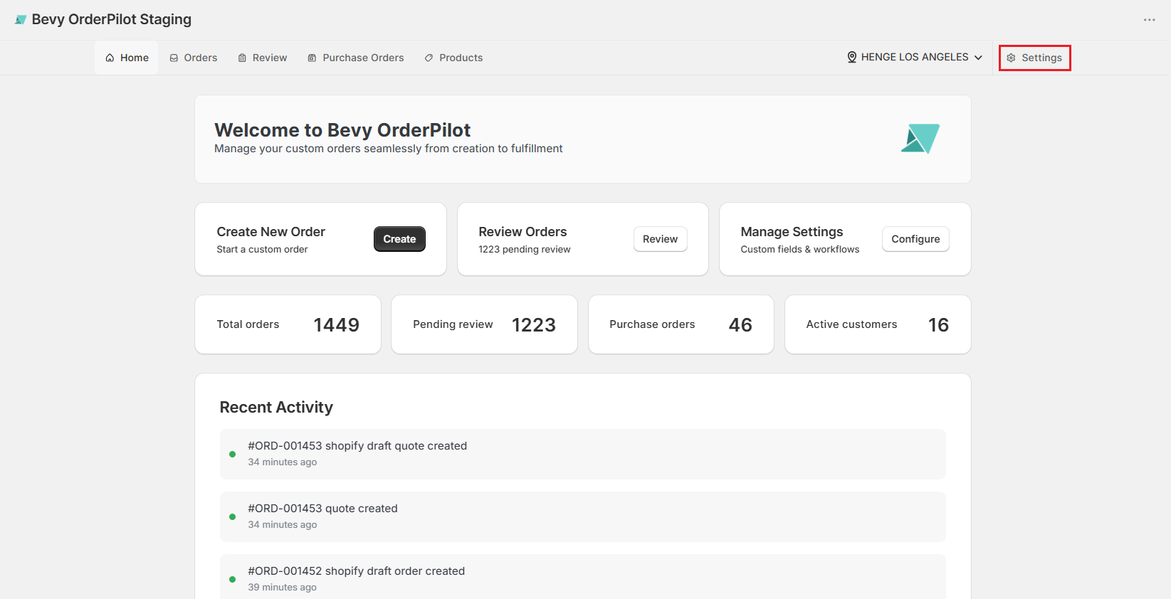 Screenshot of OrderPilot Settings