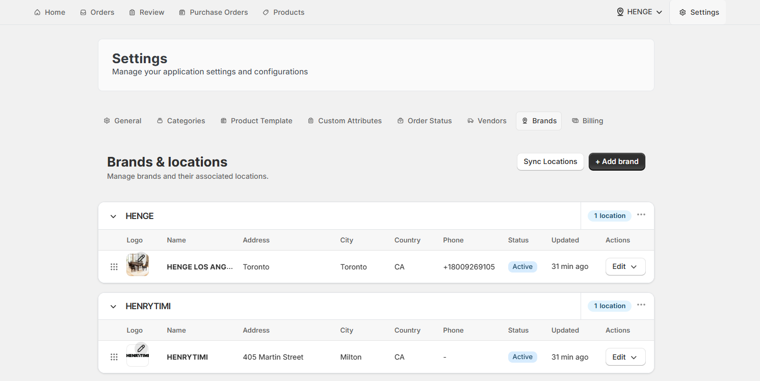 Screenshot of OrderPilot Brands