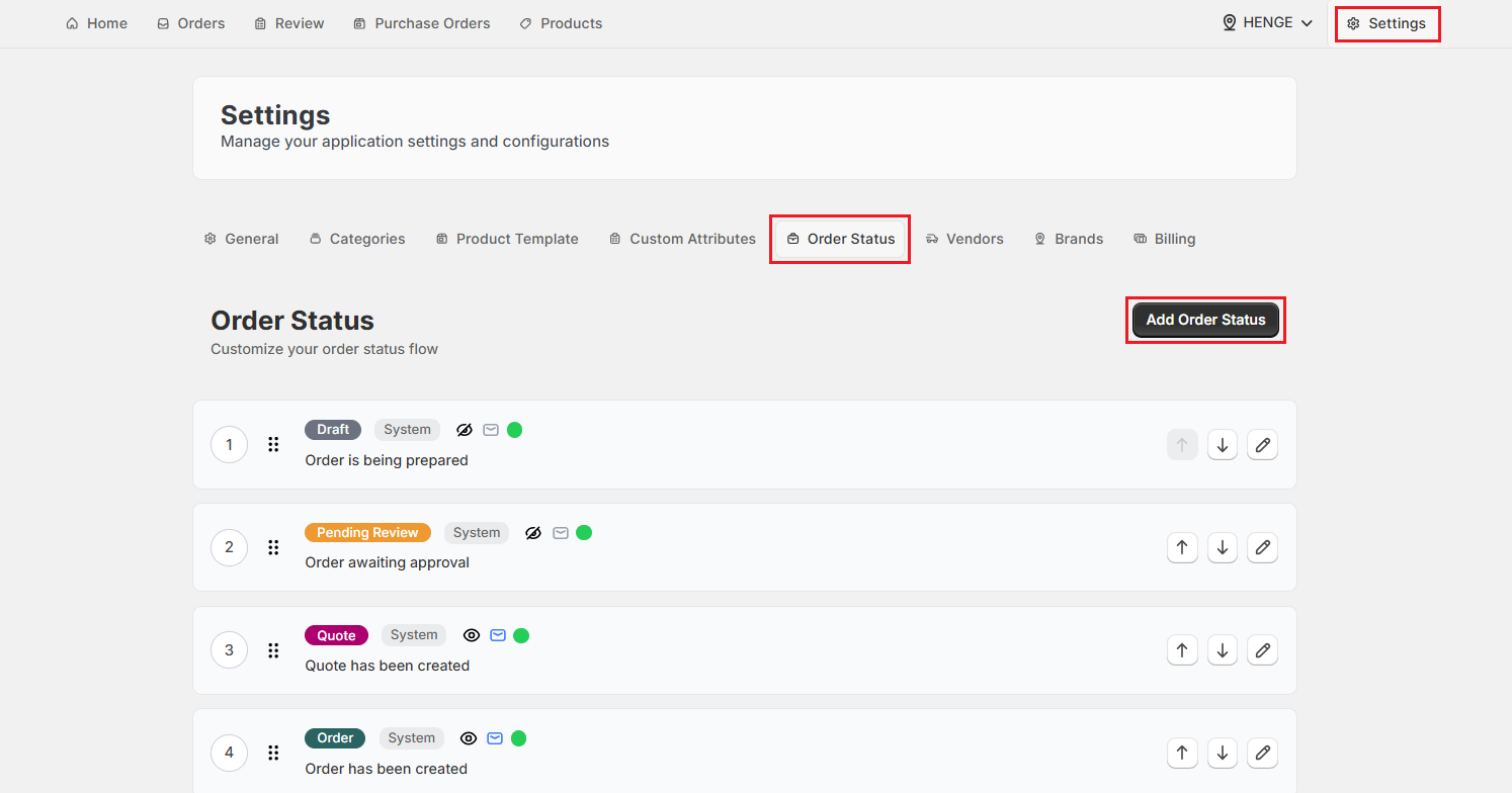 Screenshot of OrderPilot Custom Order Status Tab-Click Add Order Status