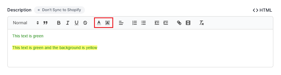 Screenshot of Smart Collections Builder Rich Text Editor-Color